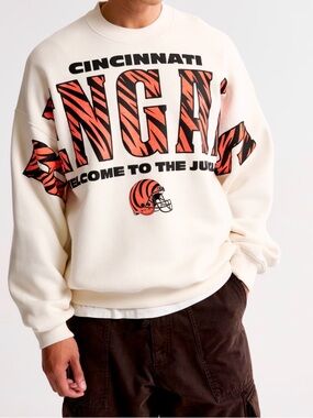 NWT Abercrombie & Fitch Cincinnati Bengals Stitched Crew Sweatshirt men’s large